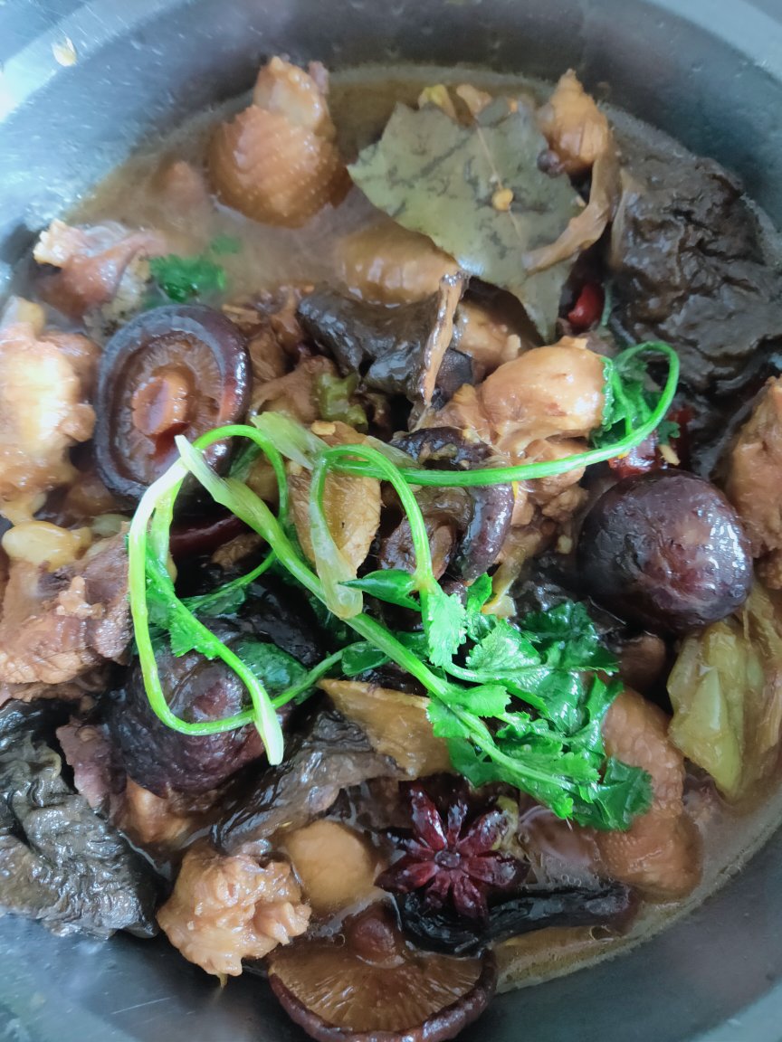 [原创] 东北名菜，铁锅炖大公鸡炖蘑菇