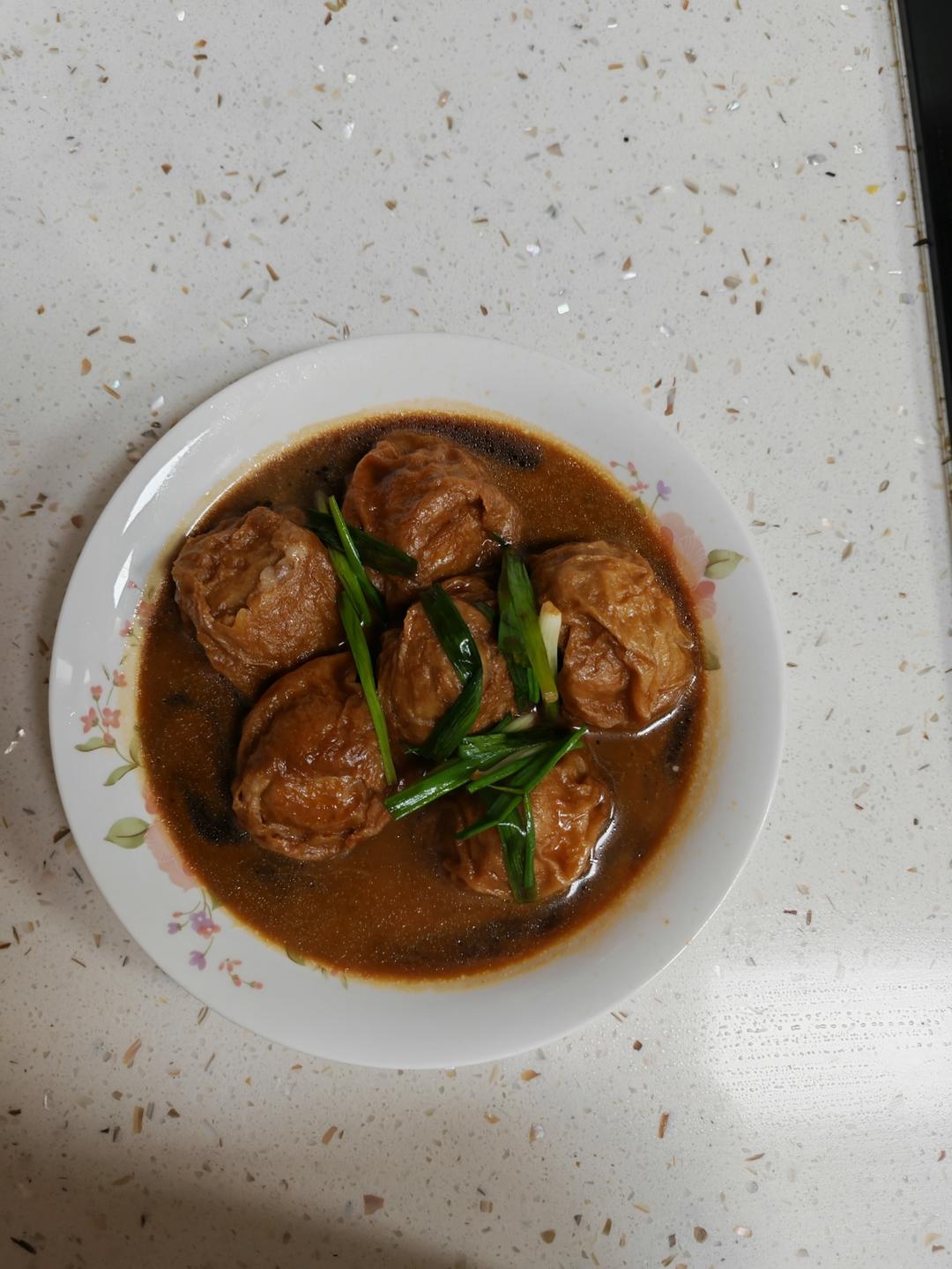 红烧油面筋塞肉