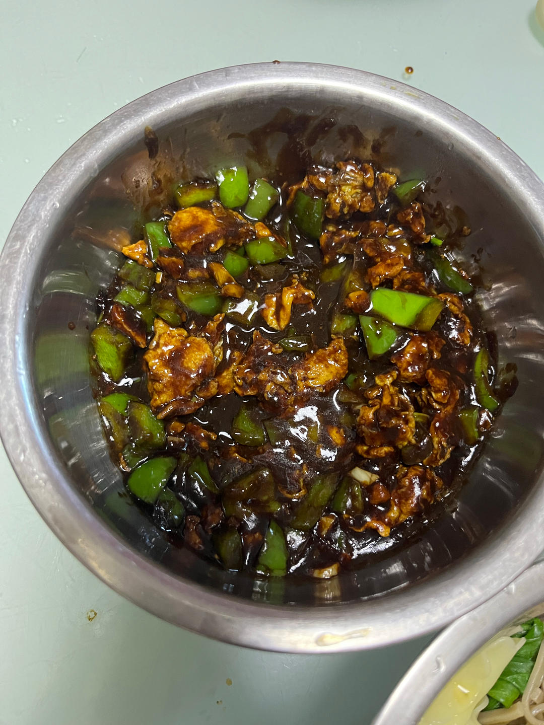 青椒鸡蛋打卤面