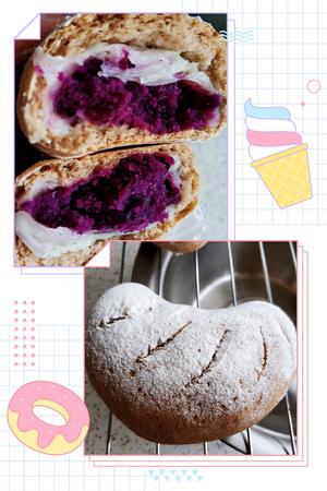 全麦麻薯紫薯馅欧包，放了黑麦粉，这样做口感软软的，是非常减脂健康的面包，当早餐或者饿了当加餐都是棒棒啦🤗的做法 步骤10
