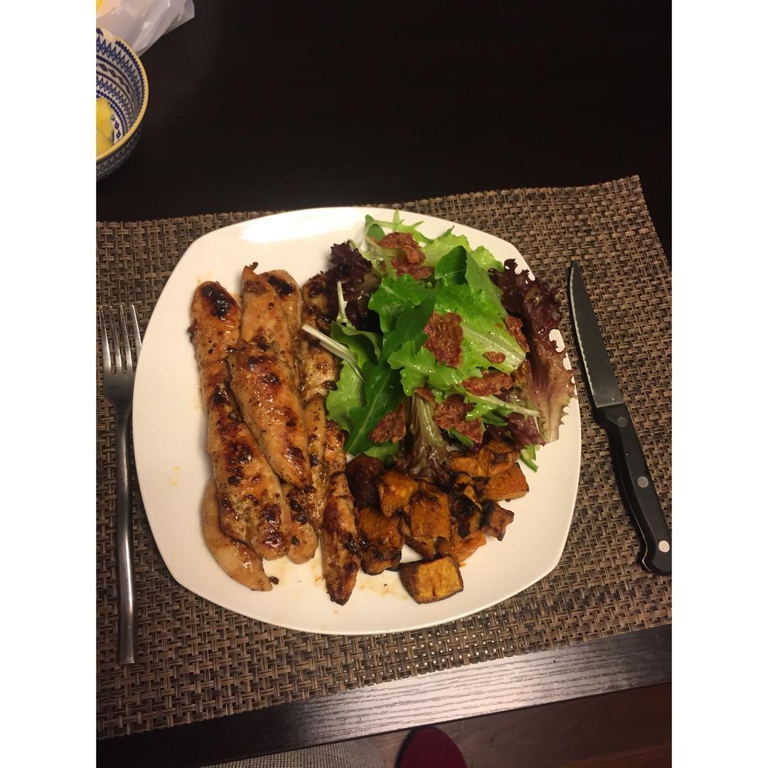 酷炫屌炸天好吃的煎鸡胸肉（香蒜蜂蜜煎鸡胸肉）