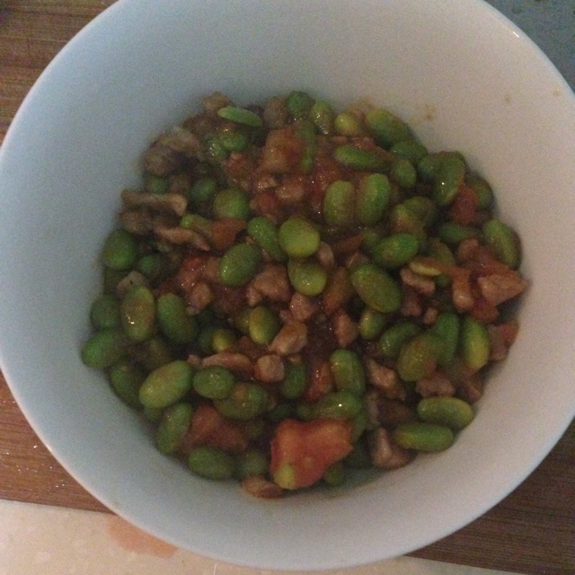 肉末番茄烧毛豆