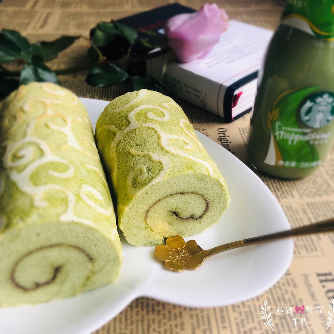 唐草花纹抹茶蜜豆瑞士卷