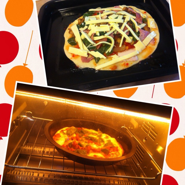 薄饼脆皮火腿pizza