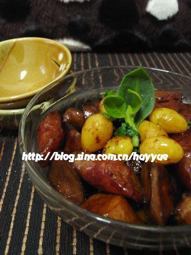杏鲍菇焖白果腊肠的做法