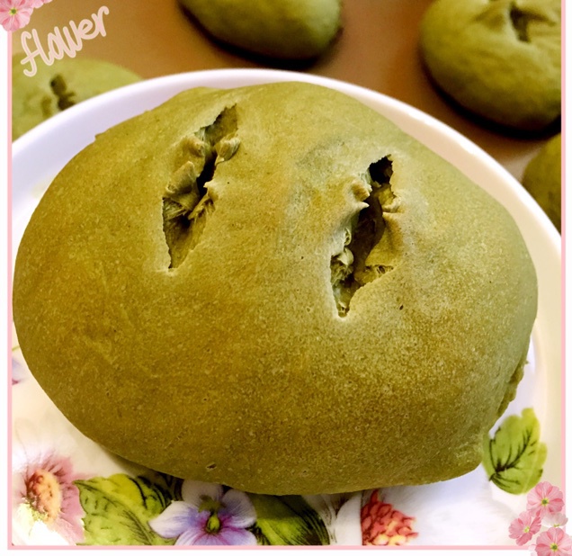 抹茶豆沙小面包（无油脂）