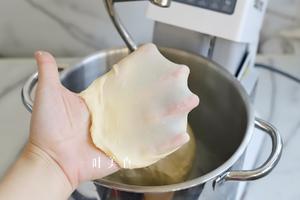 面包吐司打面，厨师机手套膜的做法 步骤4