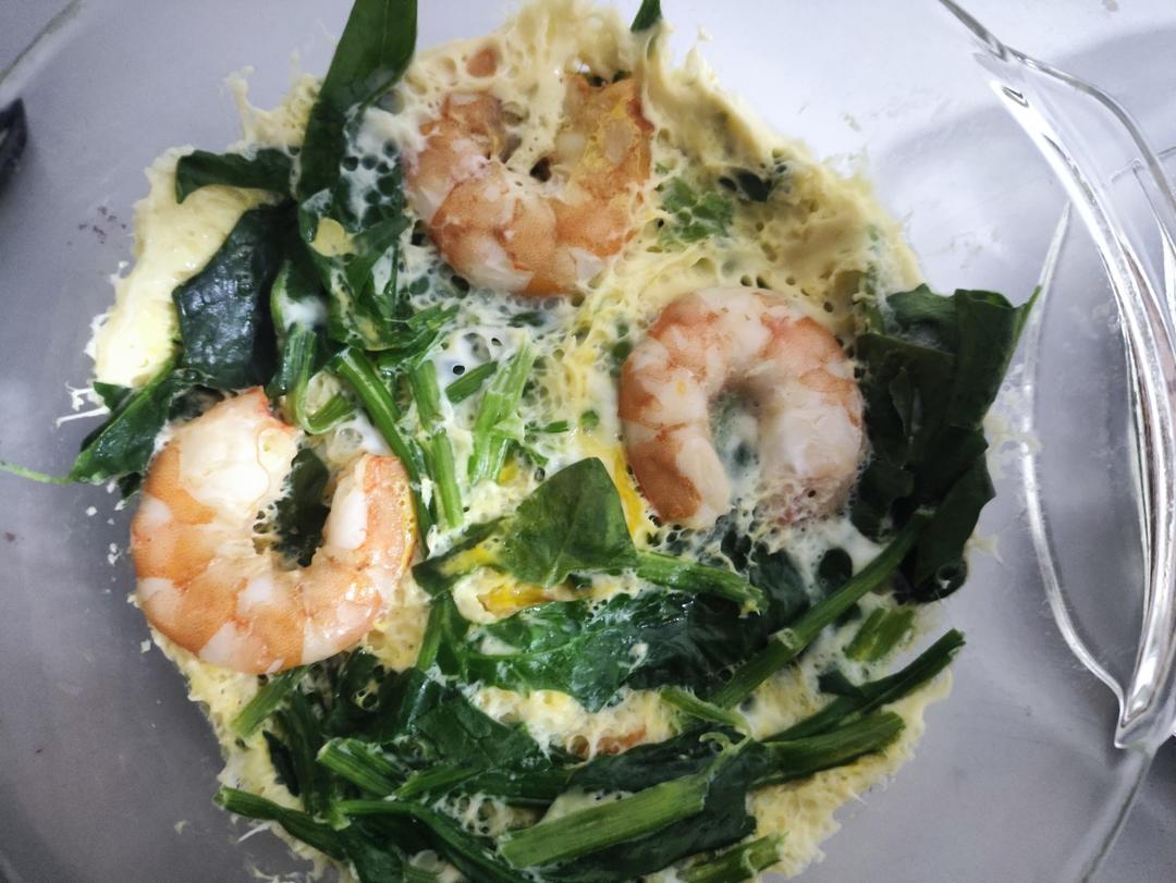 微波炉菠菜虾仁蒸蛋