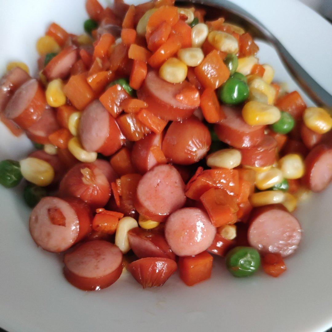 粘玉米炒火腿丁
