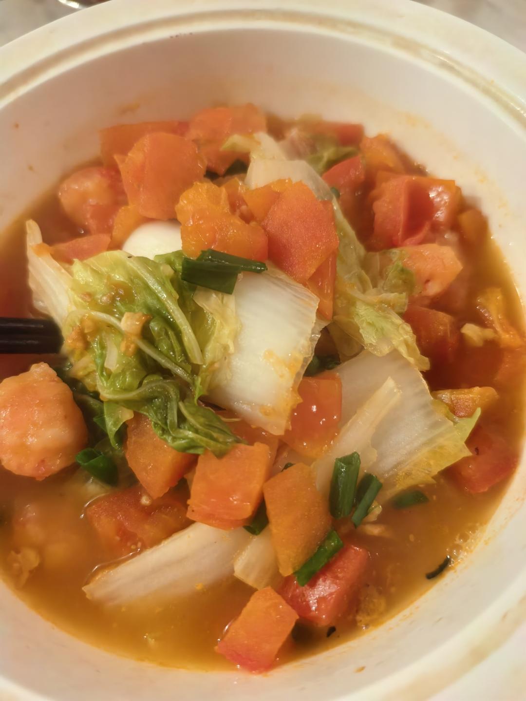 减脂期晚餐🍅番茄虾滑粉丝煲