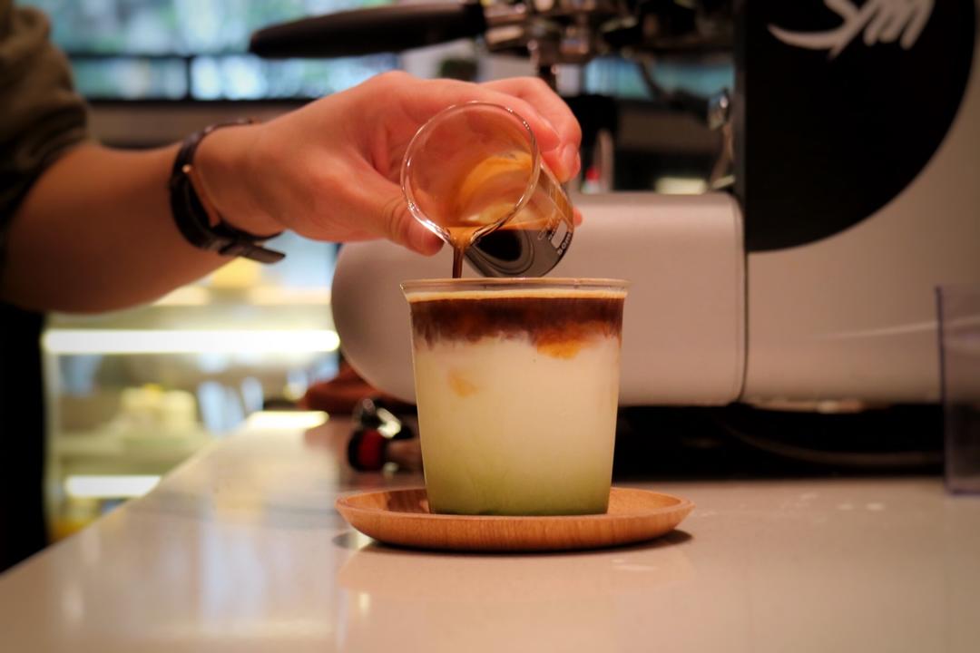 【落日水吧】抹茶拿铁冰咖啡（手冲版）