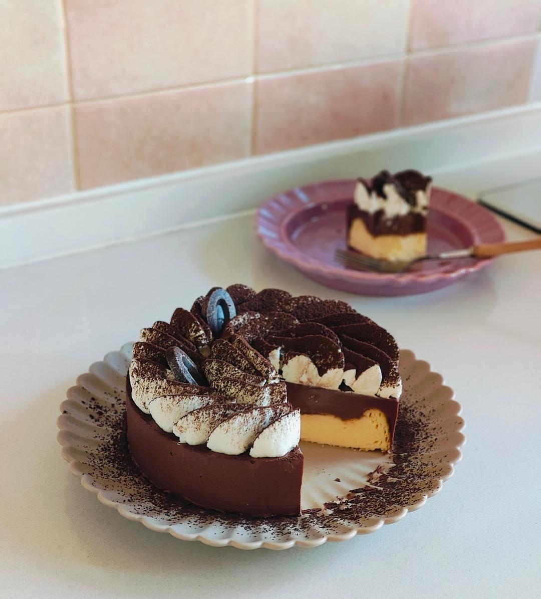 冰山熔岩巴斯克 | 巧克力脑袋福音！浓郁丝滑还流心！搅一搅就能搞定！