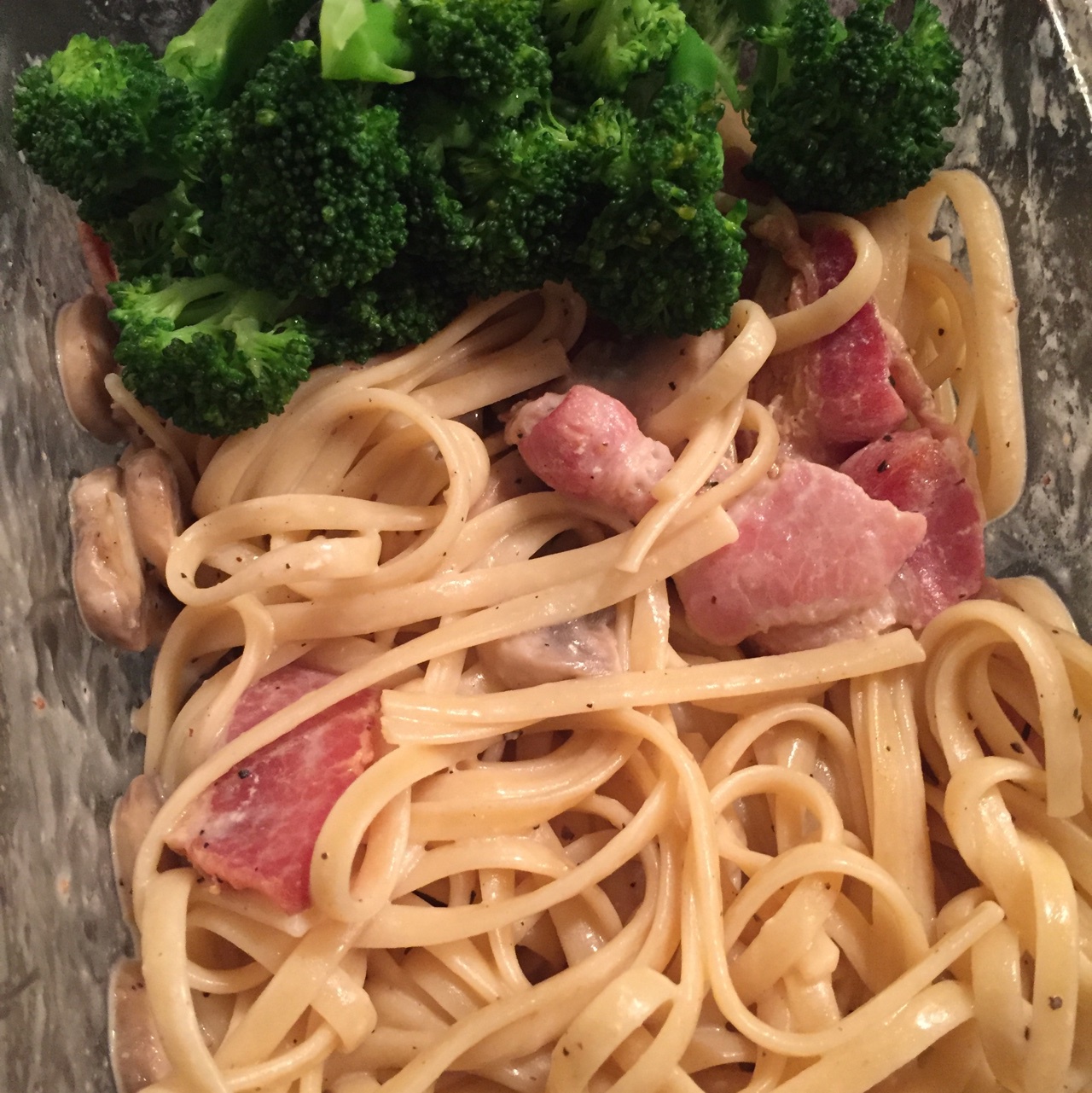 白汁蘑菇培根意粉