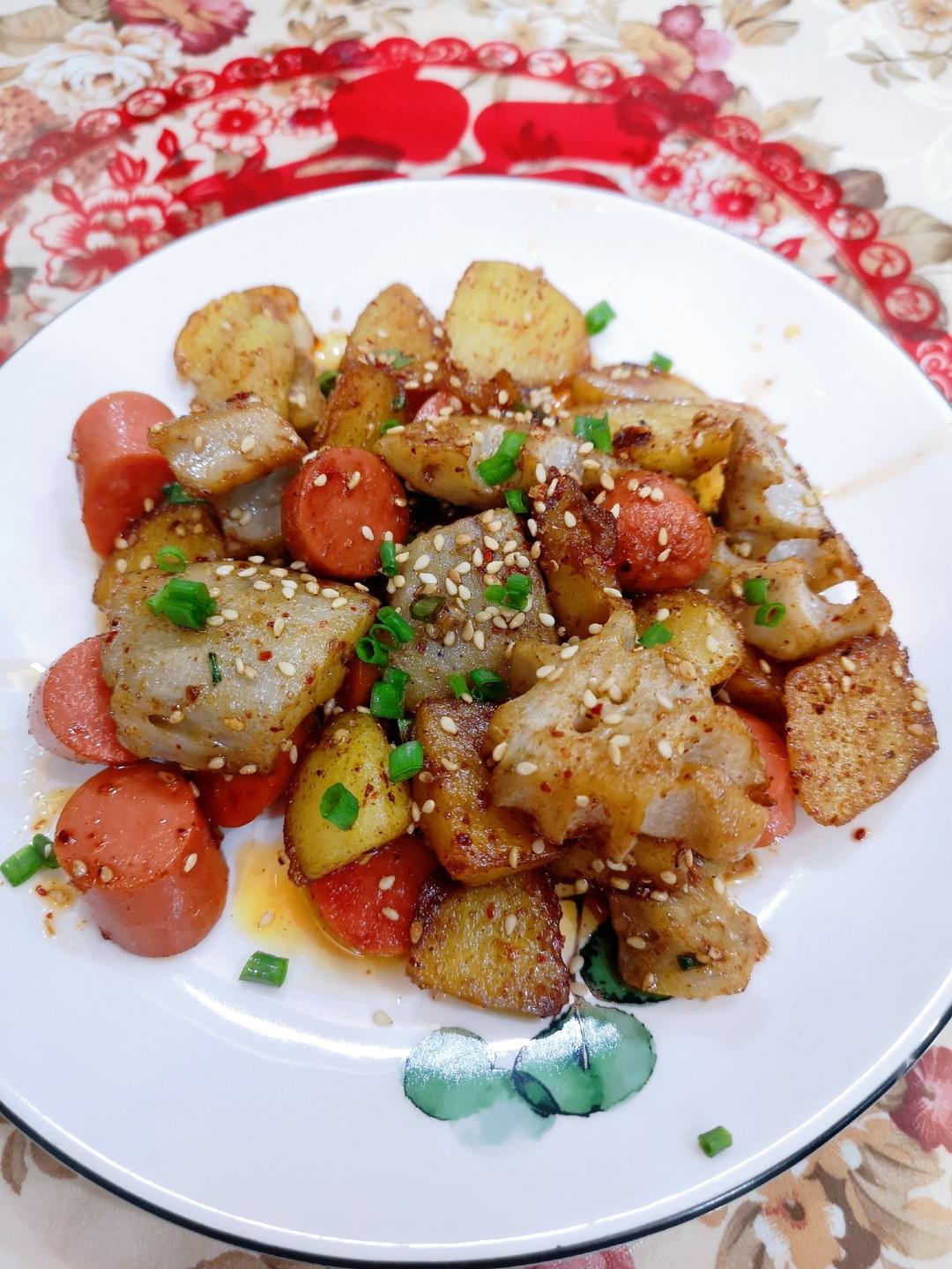 香辣孜然火腿土豆丁