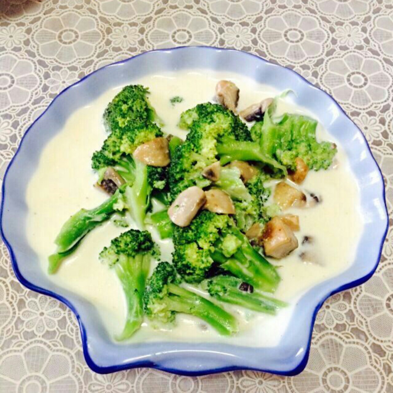 奶油口蘑西兰花