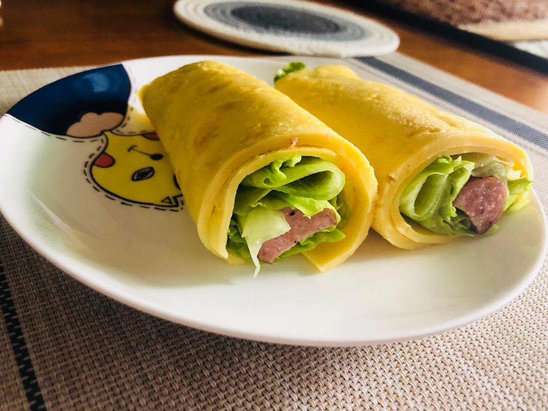 低卡生菜早餐鸡蛋卷饼