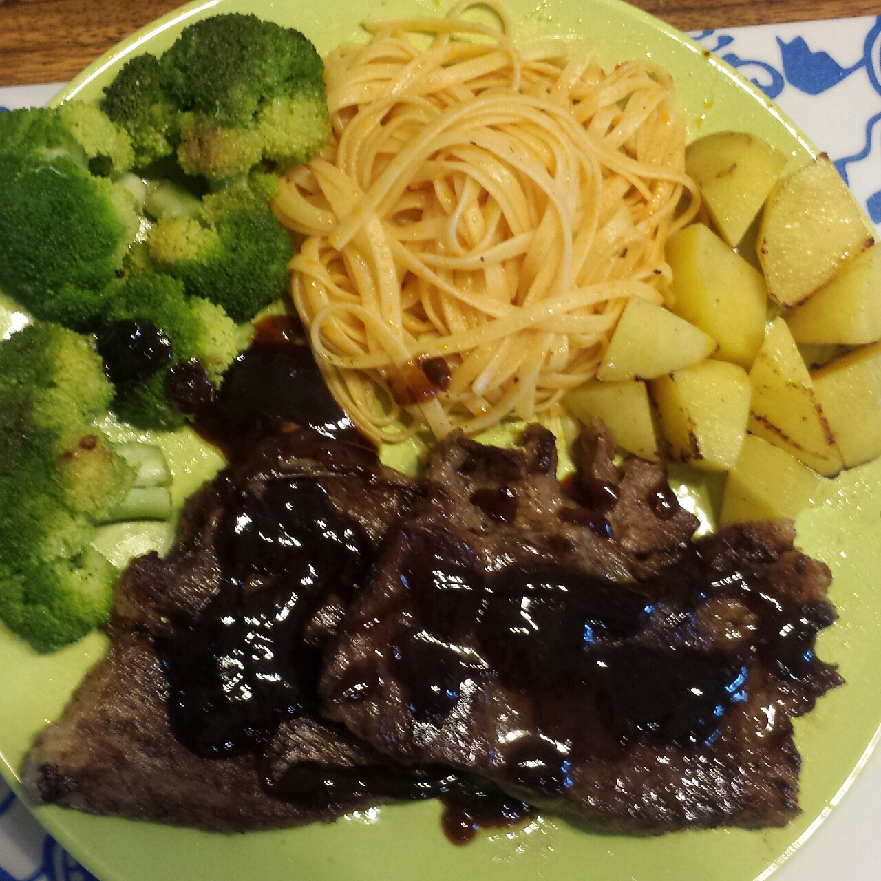 黑椒牛排（配土豆/鸡蛋，意面/蔬菜）