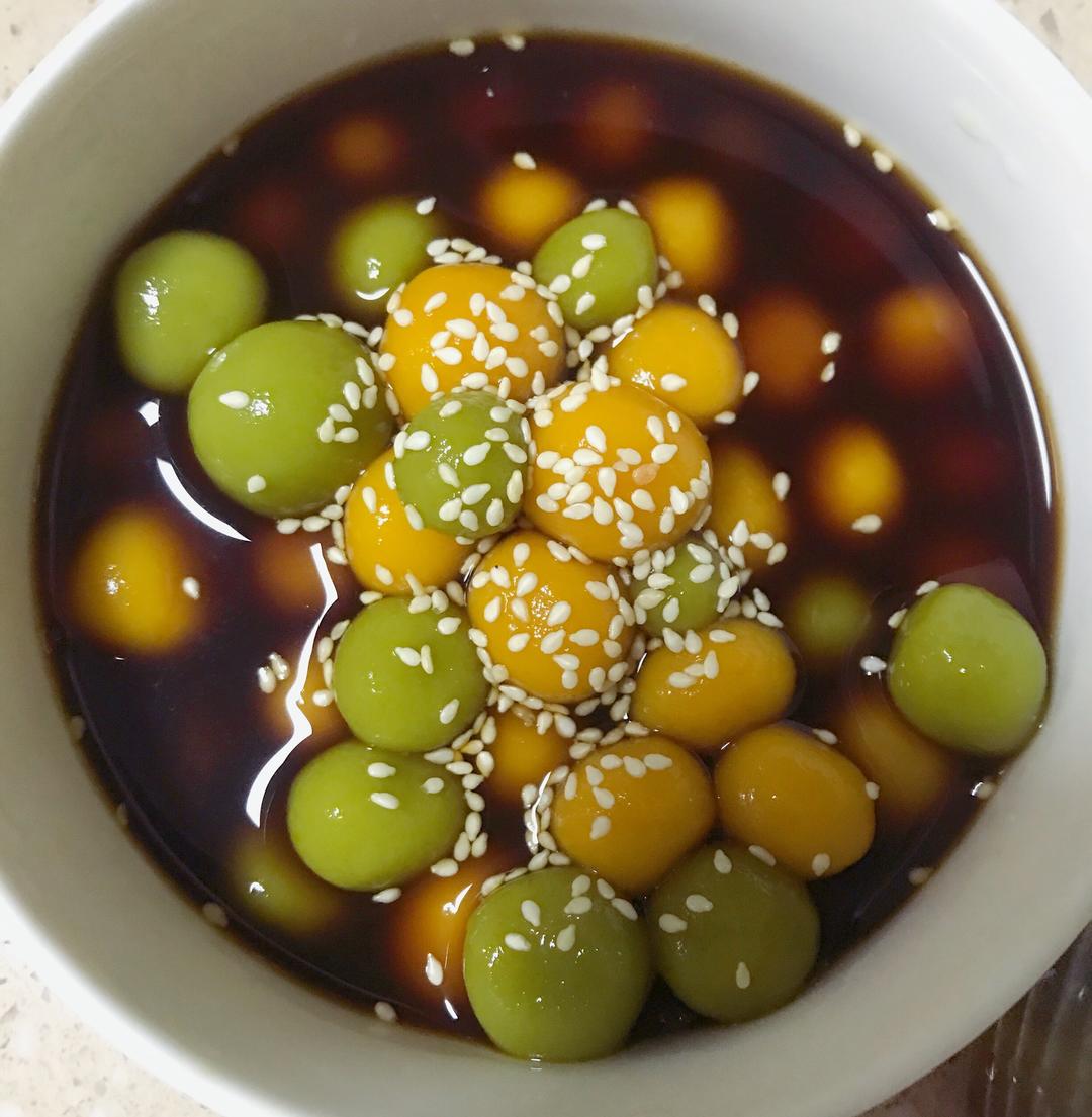 南瓜菠菜糯米丸子小汤圆