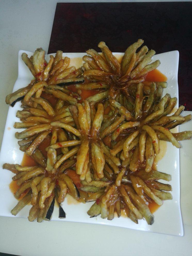 老丁的私房菜-菊花茄子（创意菜）