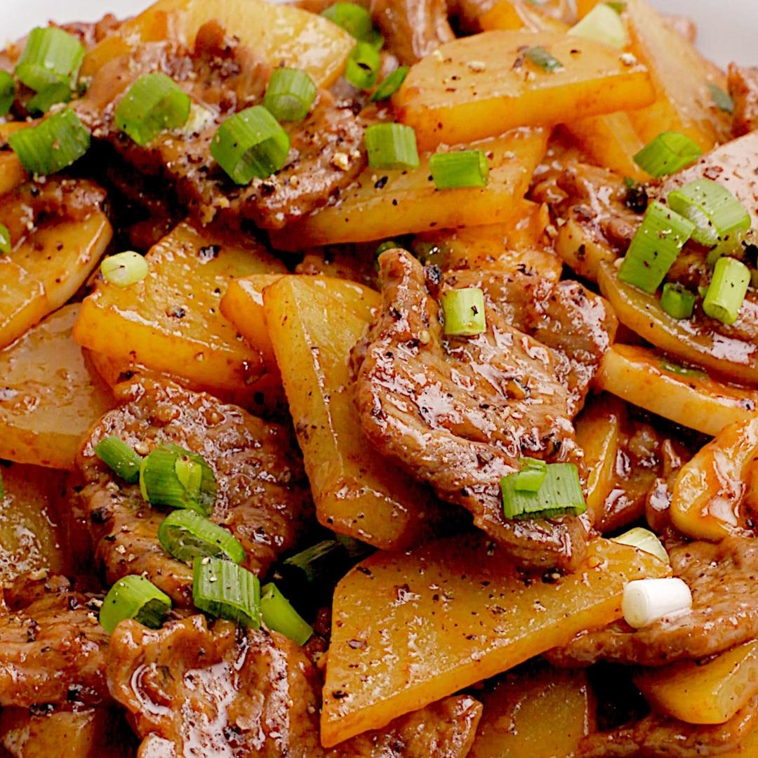 黑椒牛肉土豆片的做法