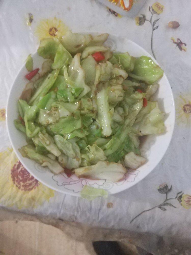 手撕圆白菜-新手下厨 Dry Chilli Cabbage