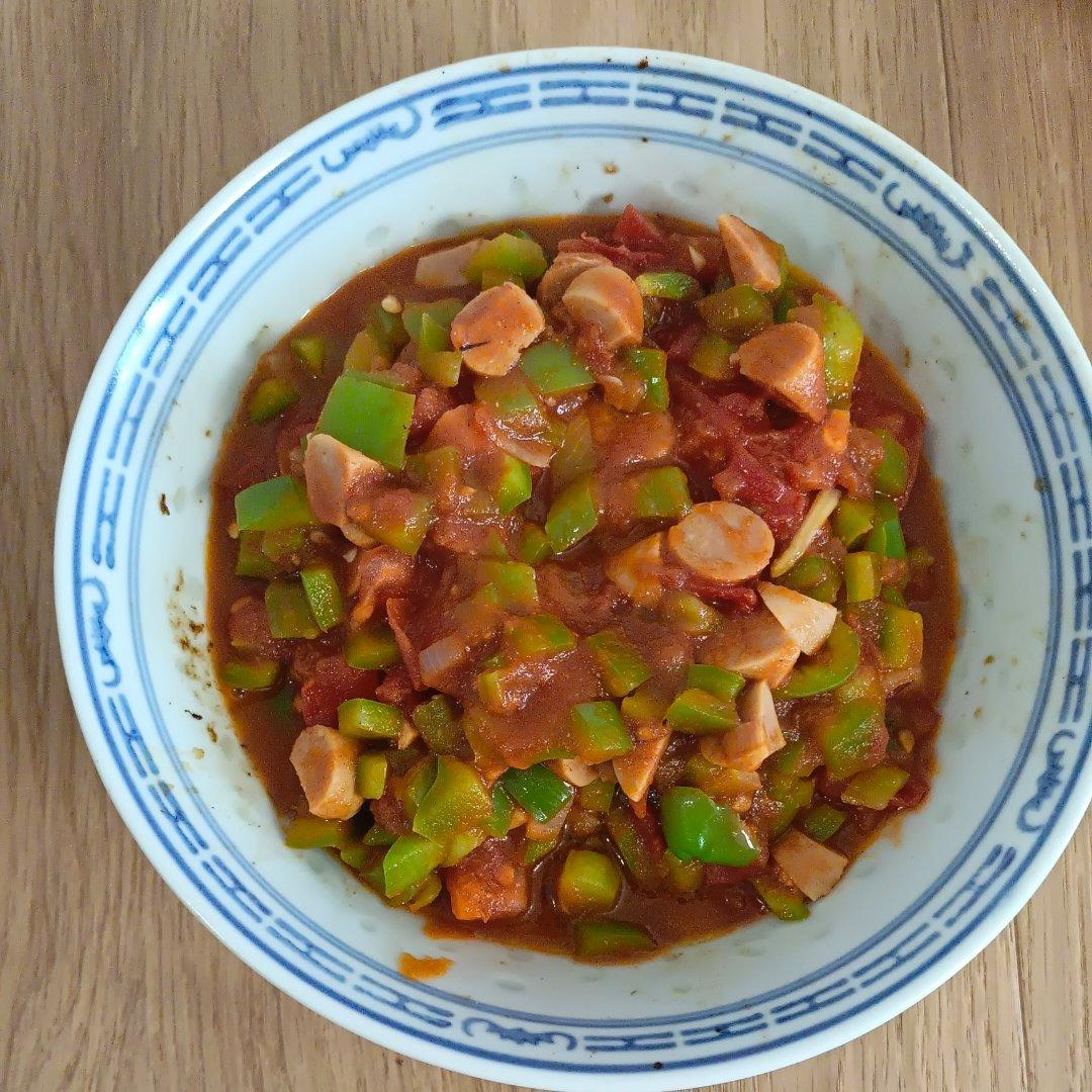 青椒碎炒西红柿