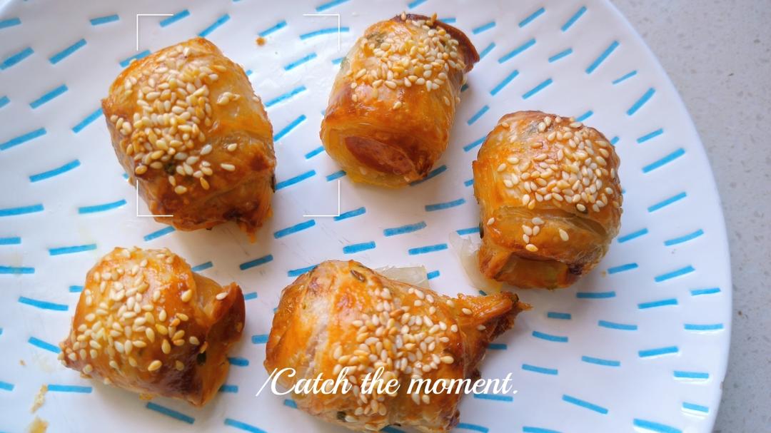 空气炸锅手抓饼火腿肠卷