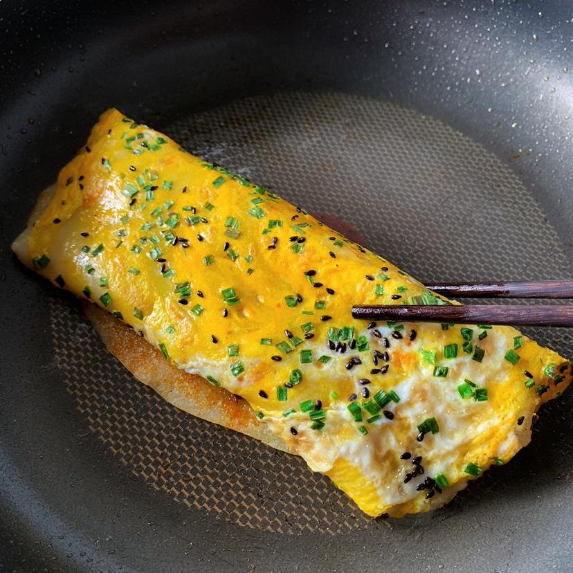 平底不粘锅版简易鸡蛋煎饼的做法 步骤15