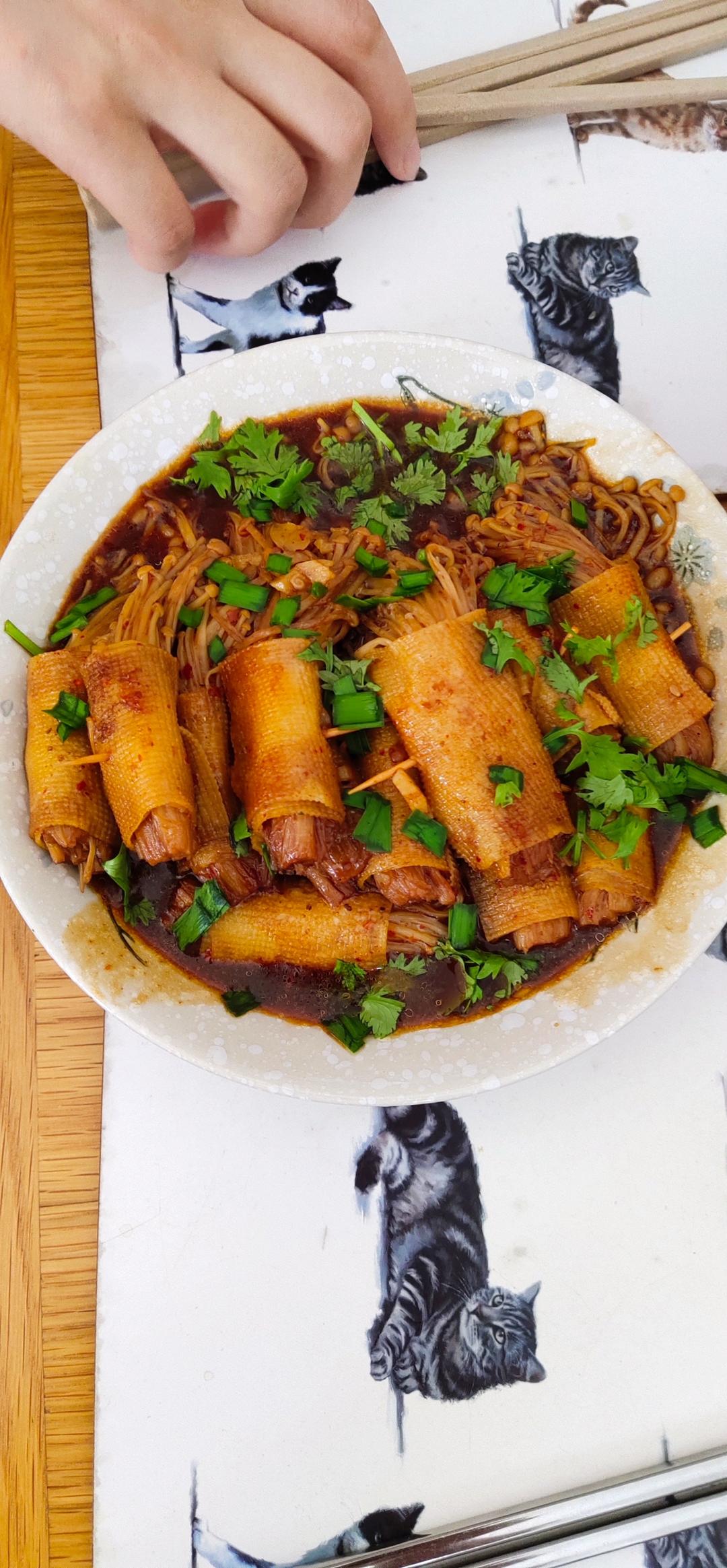 ㊙️超下饭，超好吃的豆腐皮卷金针菇‼️