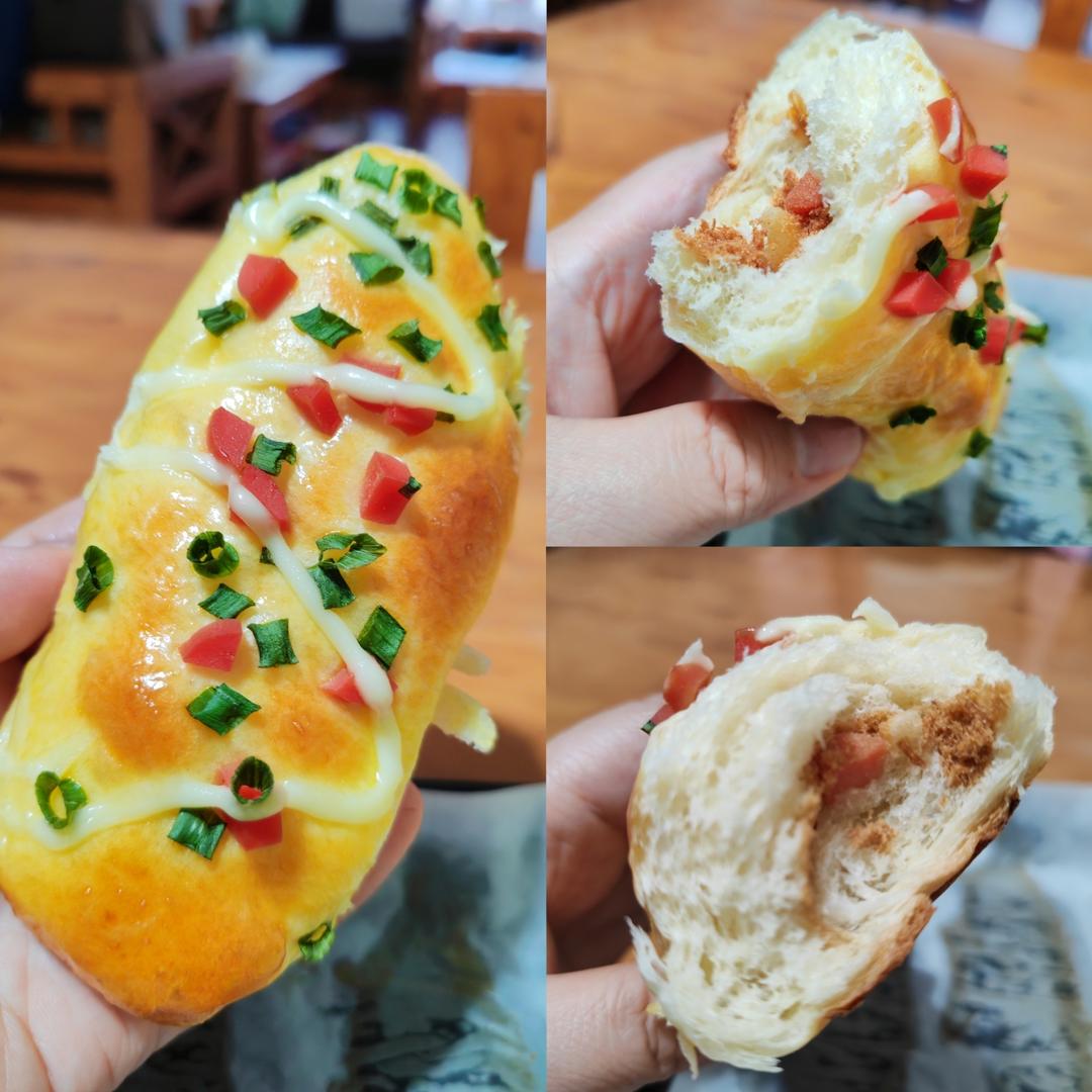 葱香火腿肉松面包