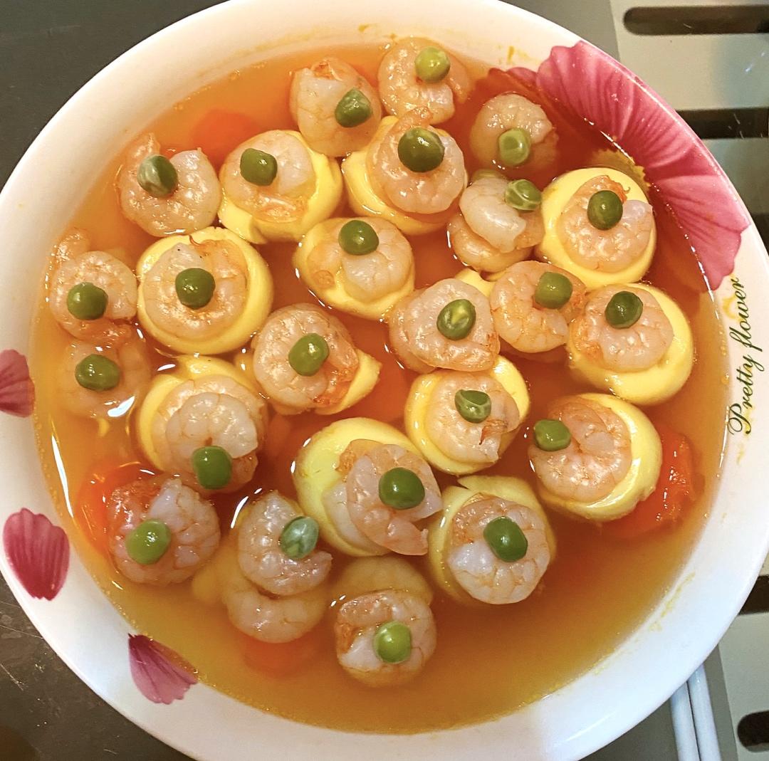 1分钟就能学会3步就能做出低脂高颜值的虾仁🍤玉子豆腐