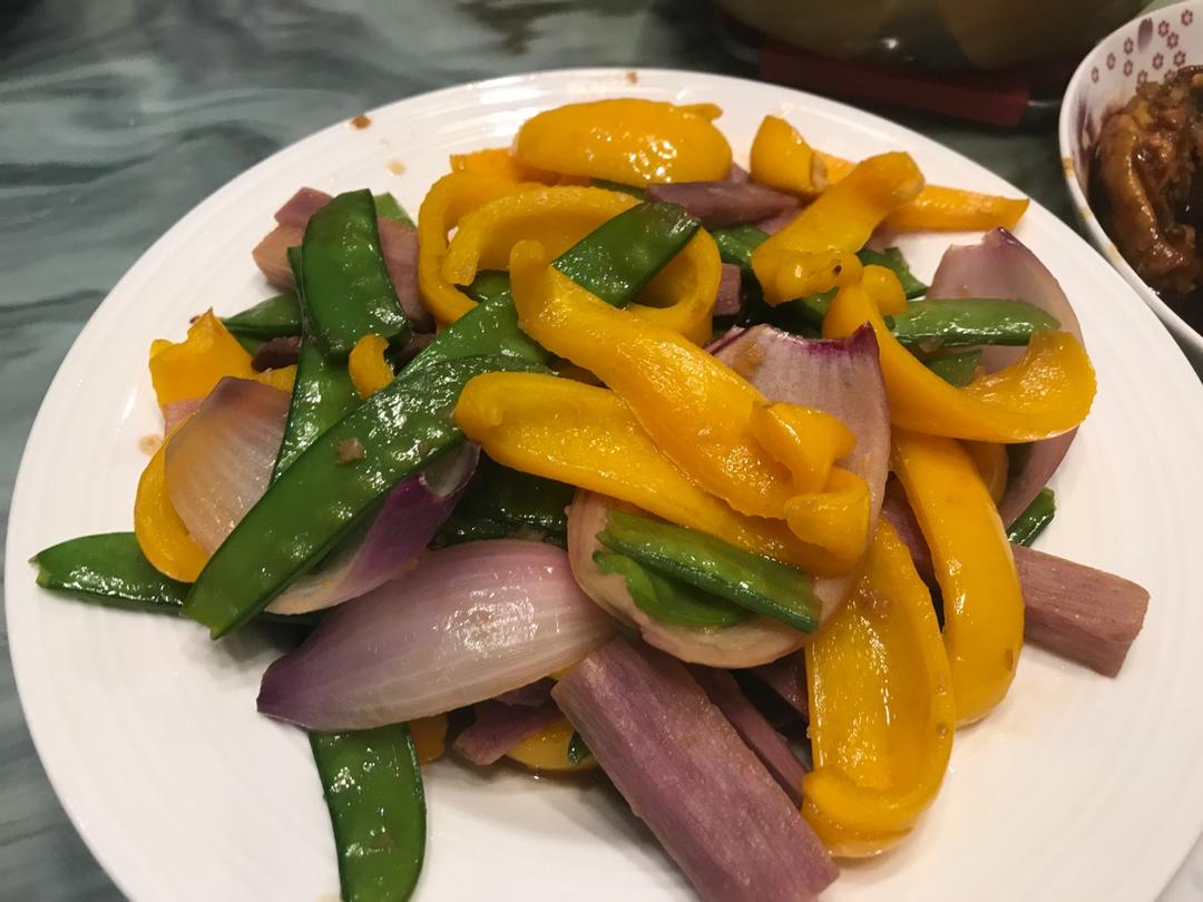 紫山药清炒荷兰豆