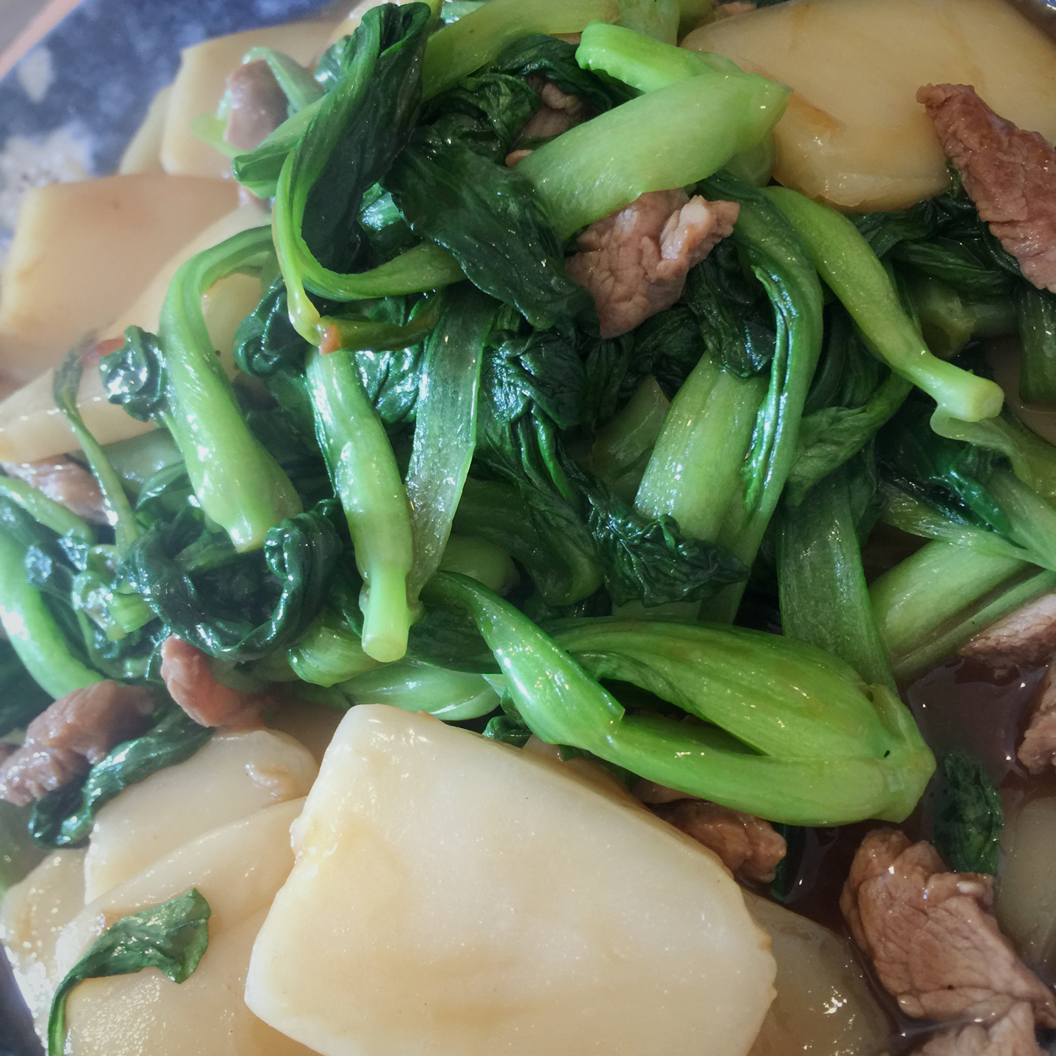 青菜肉丝炒年糕