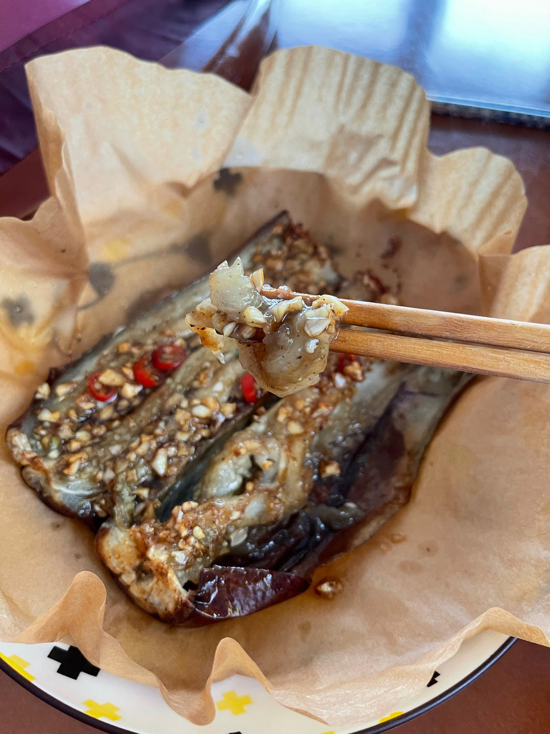 空气炸锅超简单的爆香蒜蓉烤茄子