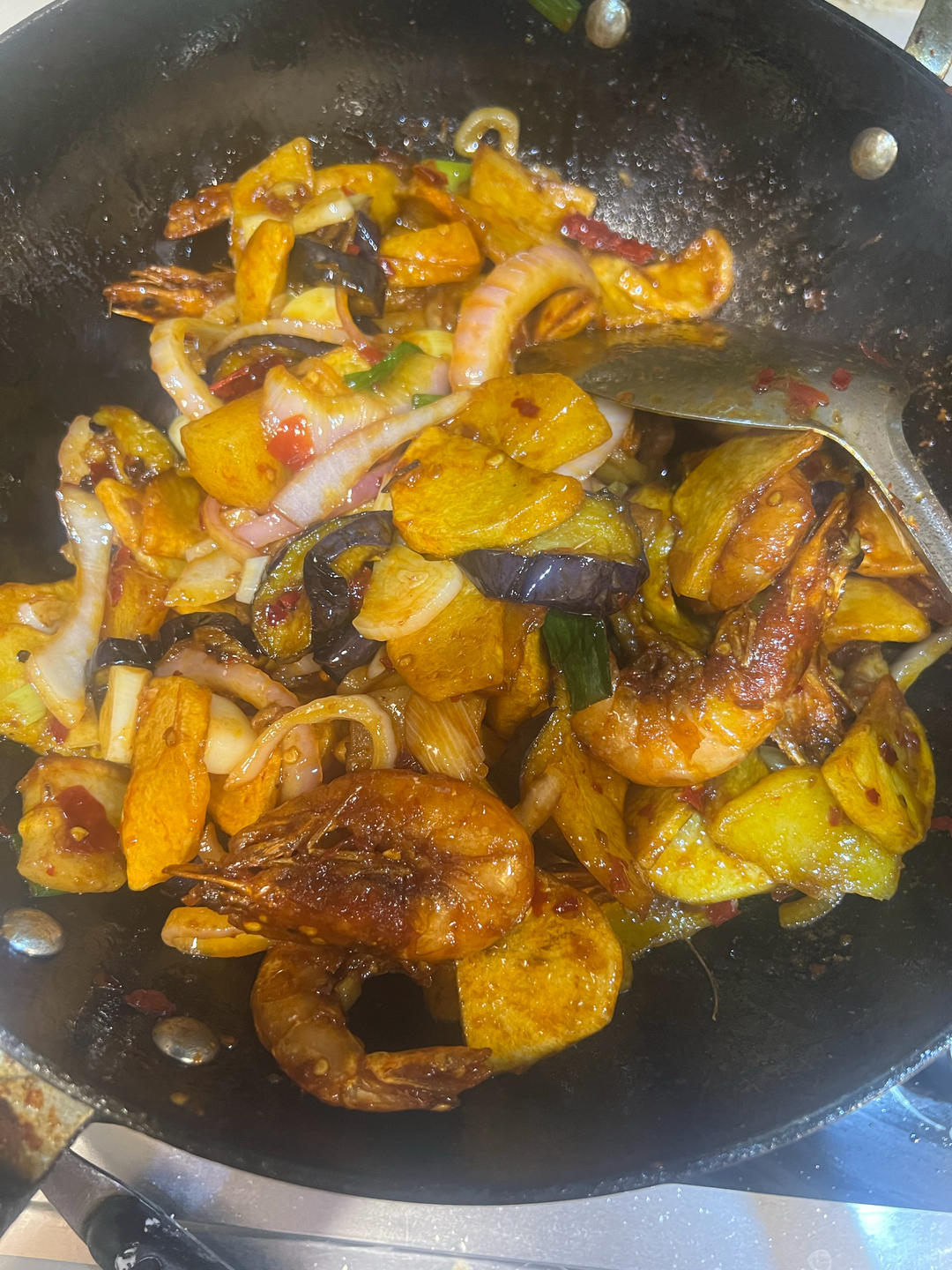 干锅土豆虾