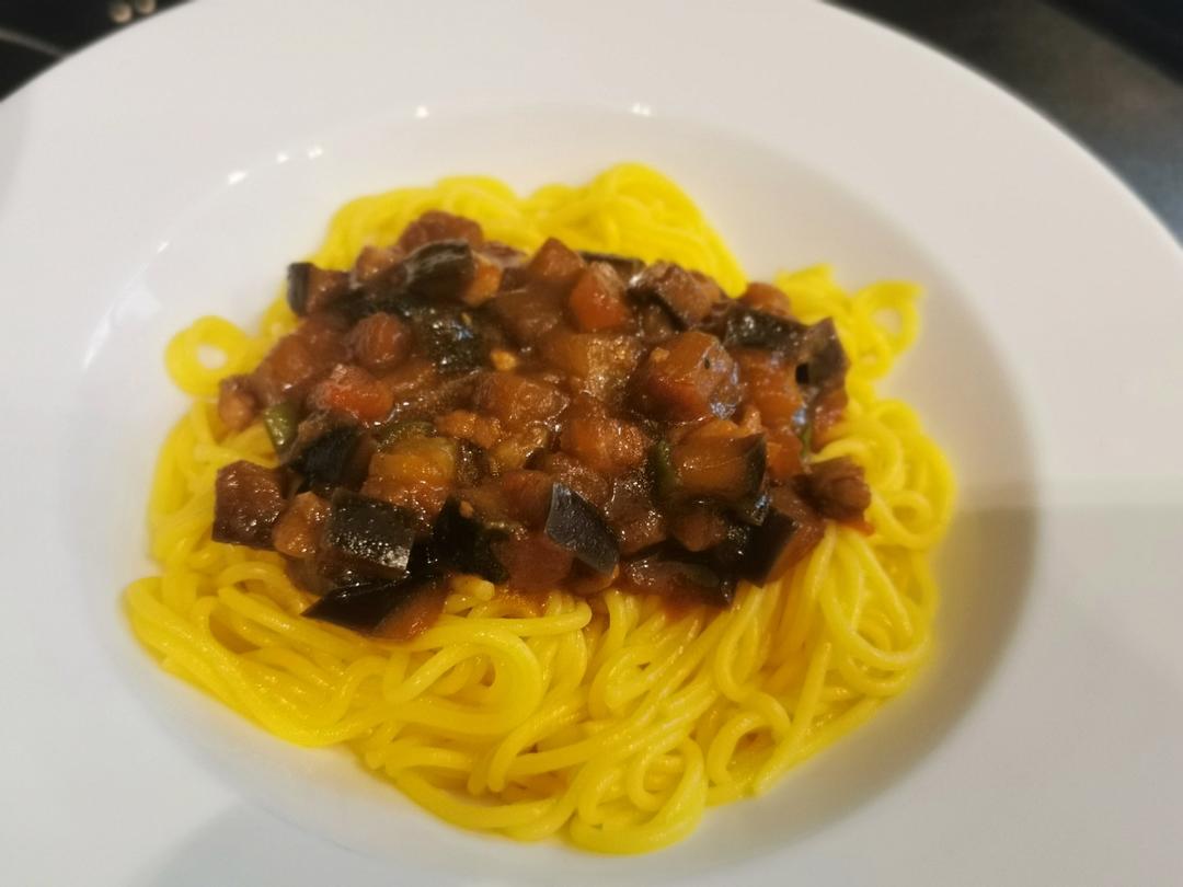 茄子肉丁打卤面