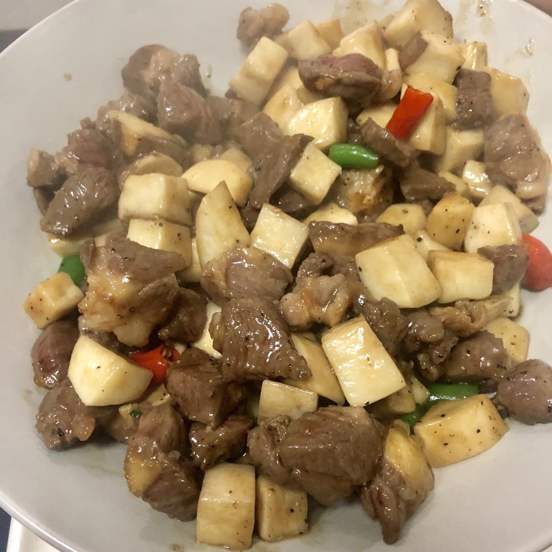 黑椒杏鲍菇牛肉粒