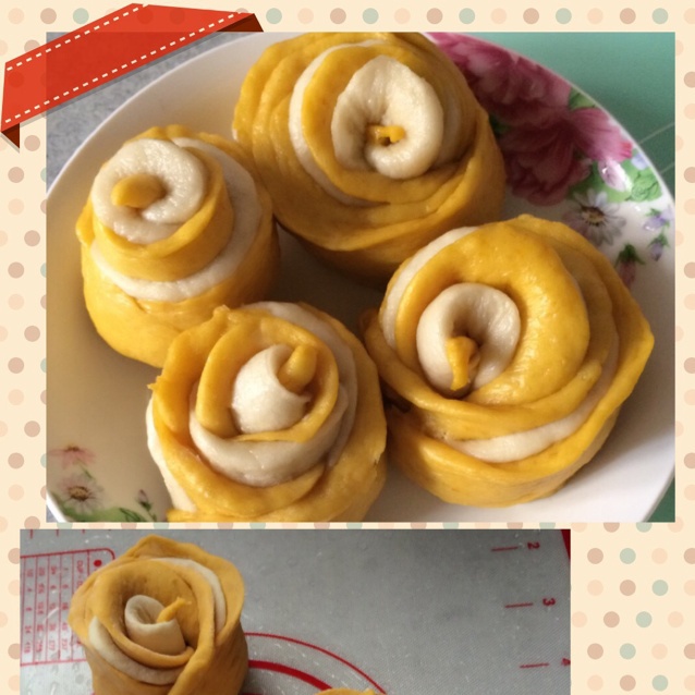双色玫瑰花卷