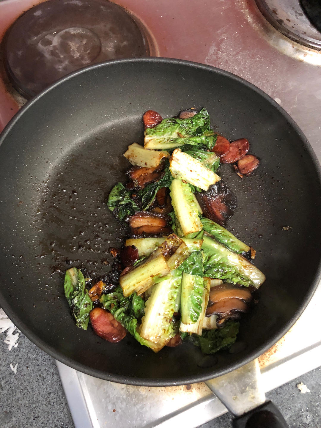 四川香肠炒小白菜