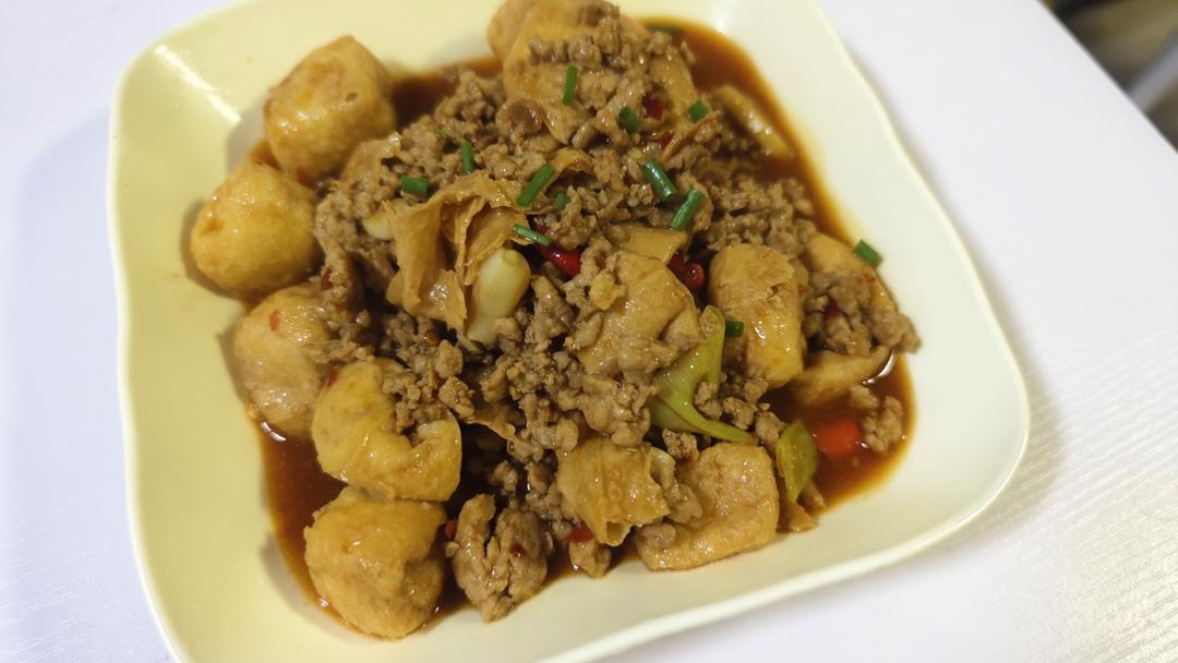 肉末烧豆泡｜家常下饭菜