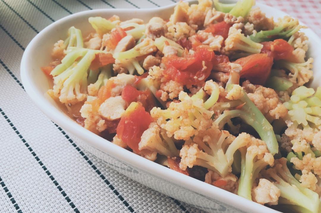 番茄炖花菜——无油的健康美味