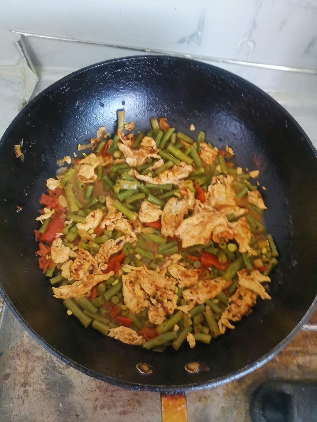 豆角鸡蛋番茄捞面条