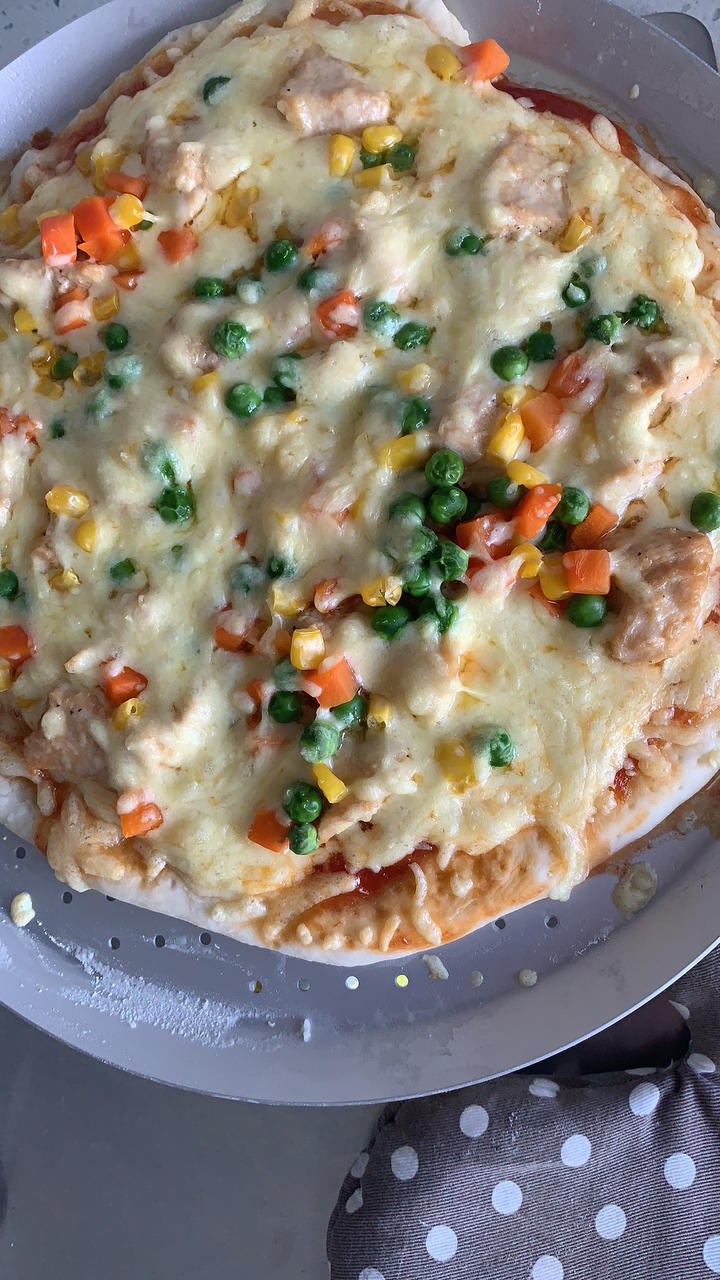 自制鸡肉披萨🍕比外面好吃百倍❗️超级拉丝❗️