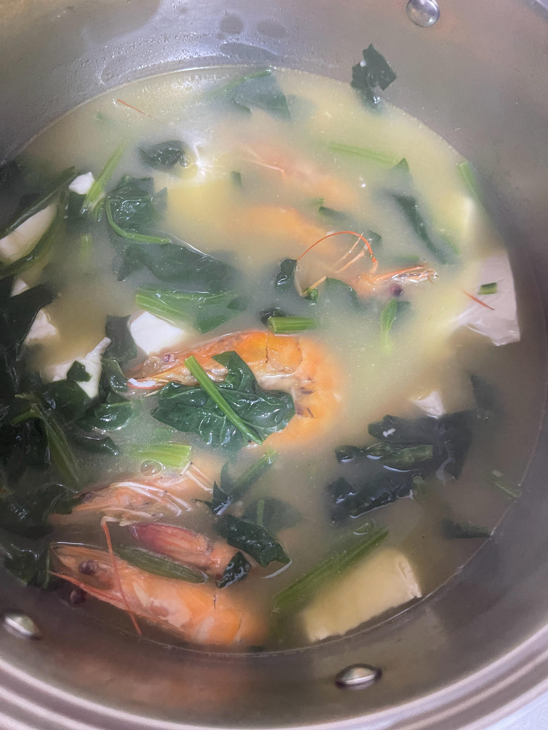 菠菜粉丝豆腐虾汤