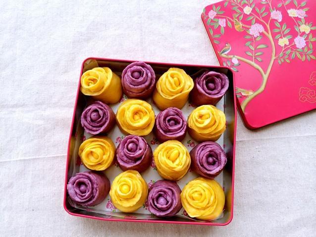 紫薯南瓜系列之玫瑰花卷的做法
