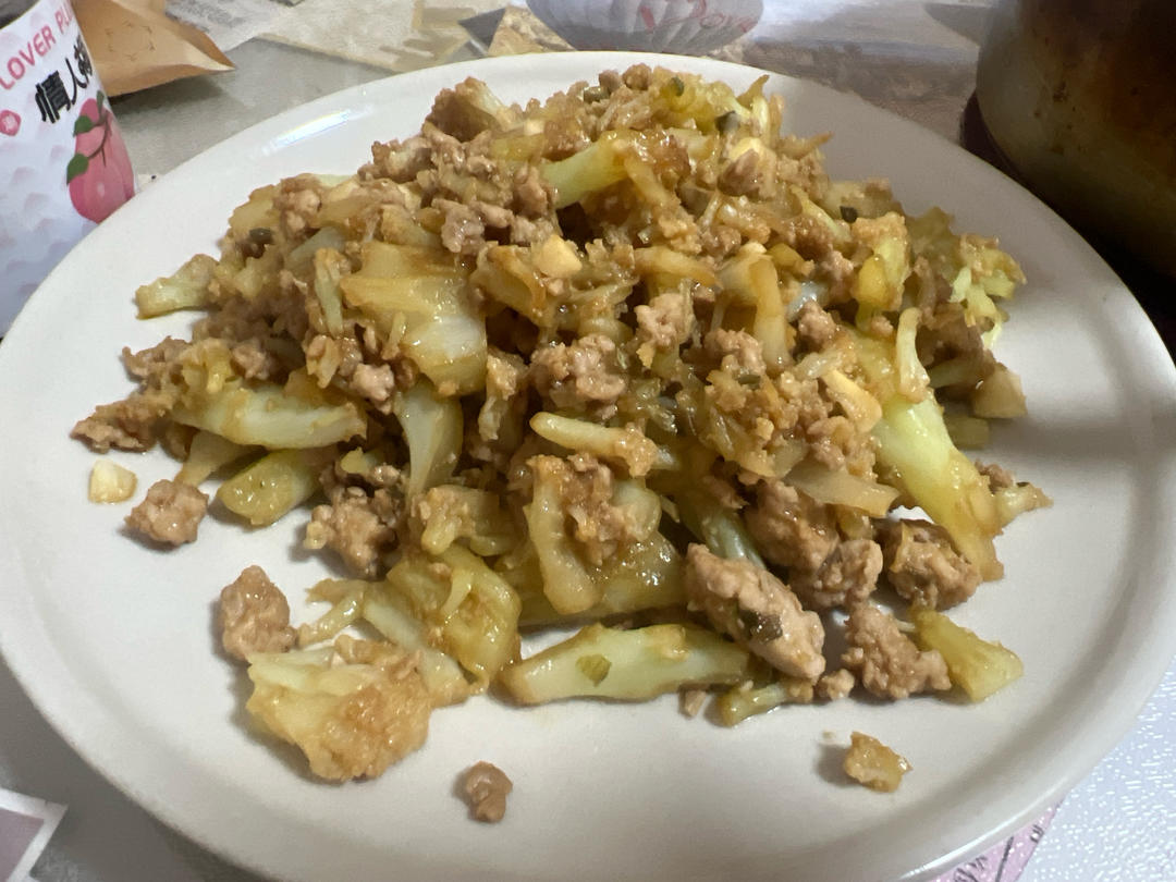 肉末炒菜花