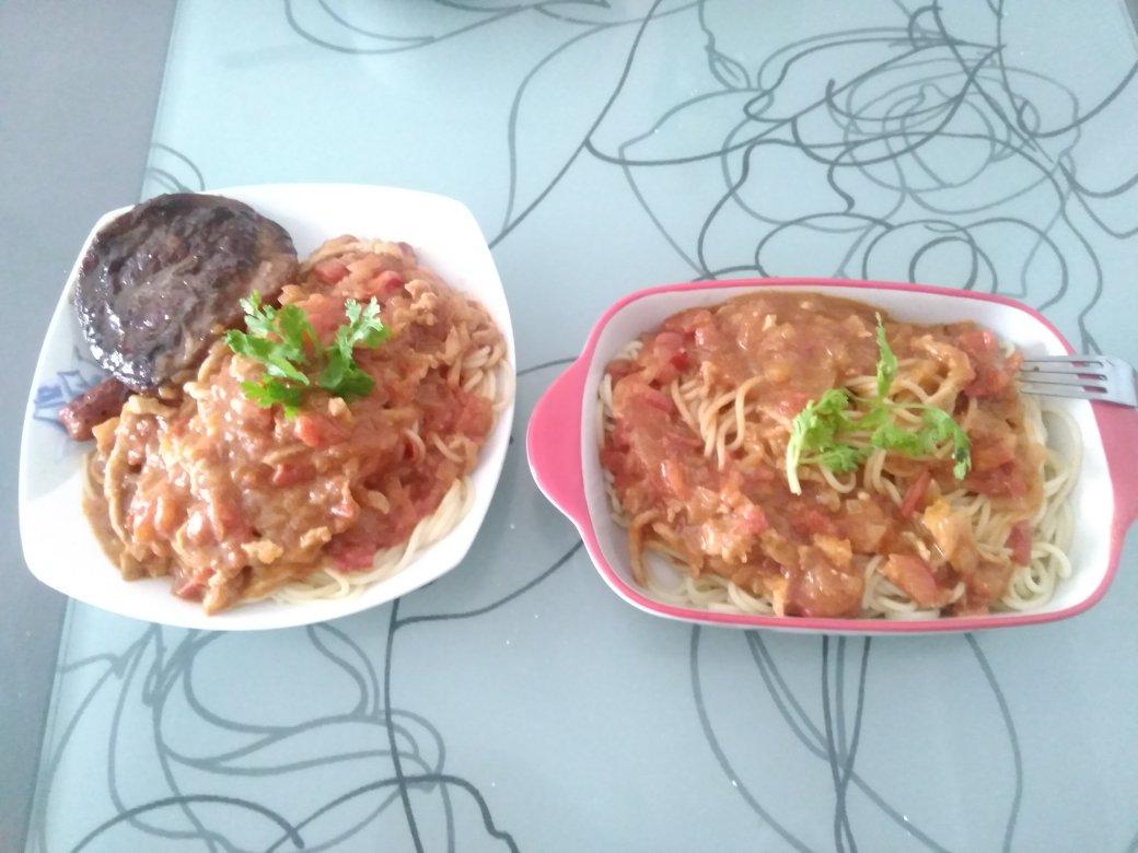 （完胜必胜客的）番茄肉酱意大利面～
