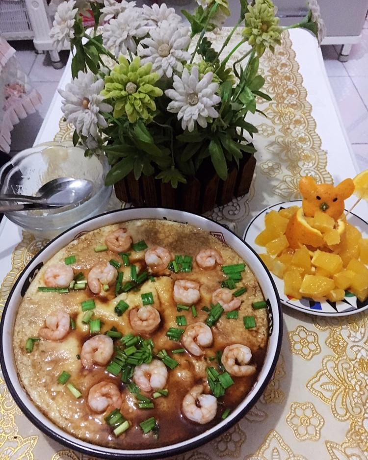 虾仁豆腐蒸水蛋