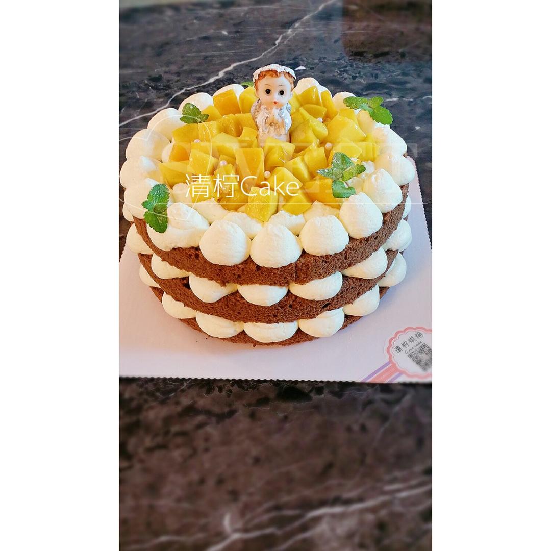 【零失败】不会裱花没关系的水果裸蛋糕 芒果裸蛋糕 完美戚风胚
