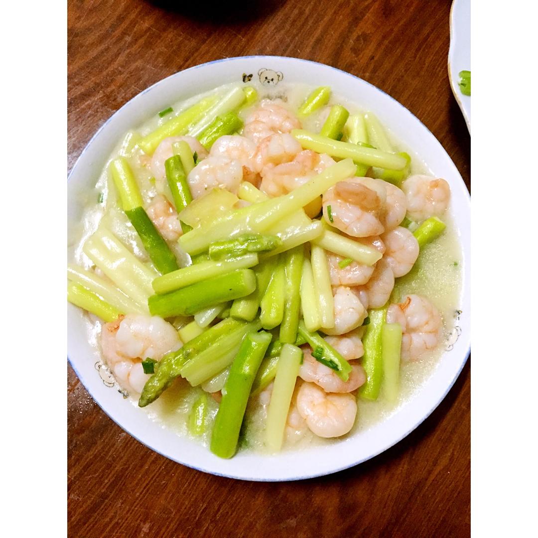 清炒芦笋虾仁
